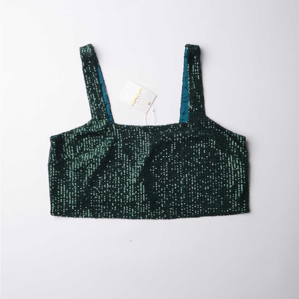 Show Me Your MuMu Emerald Sequin Crop Top
